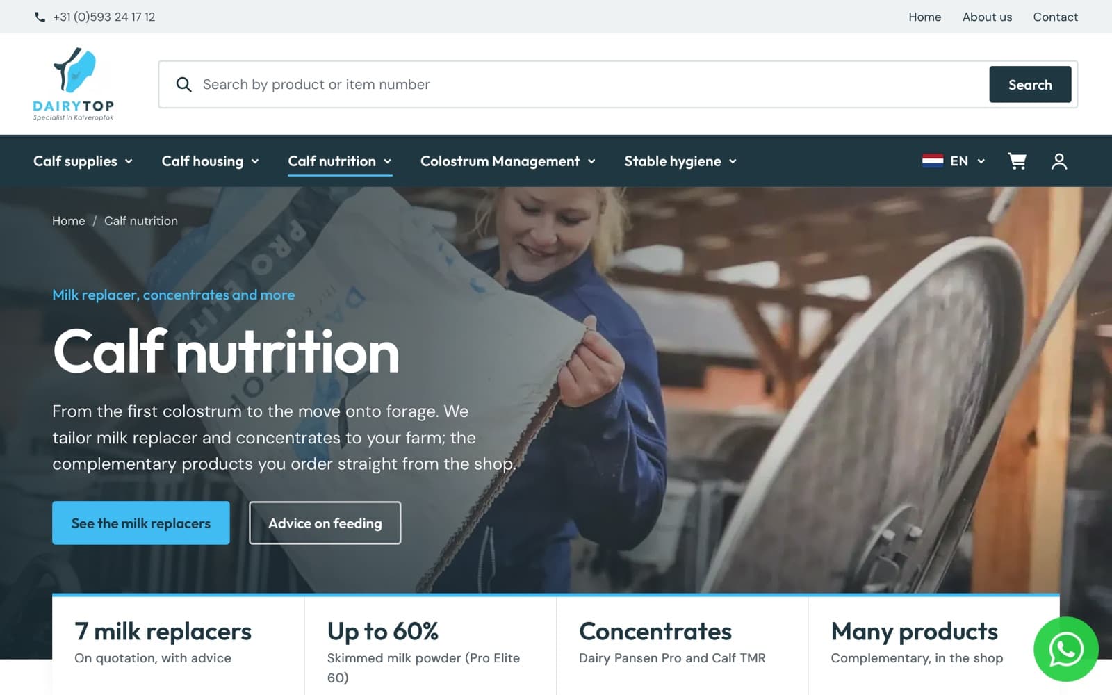 The calf nutrition page on dairytop.eu
