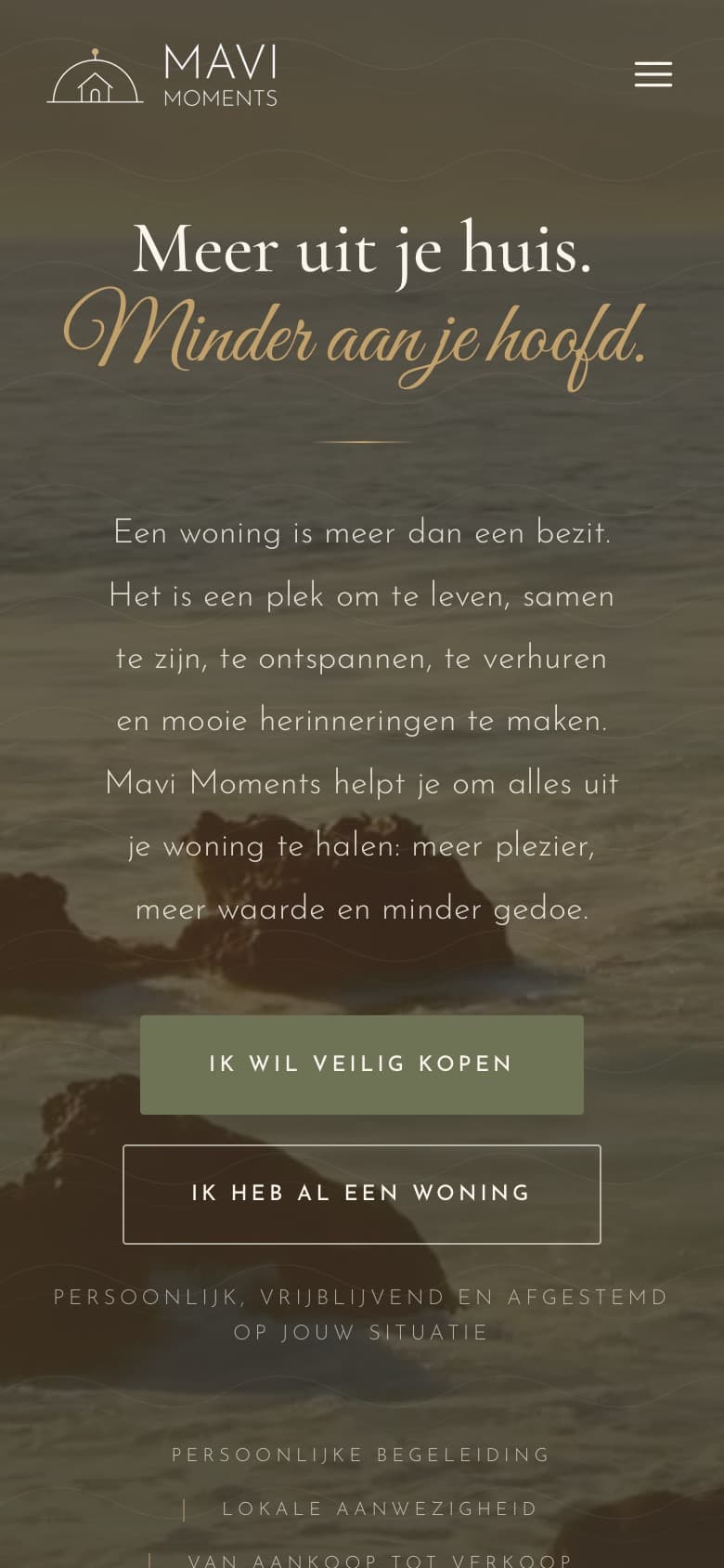 The homepage on a phone