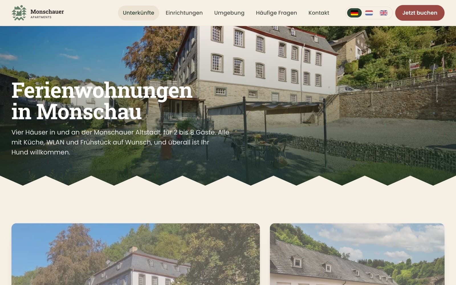 Overview of the holiday apartments in Monschau