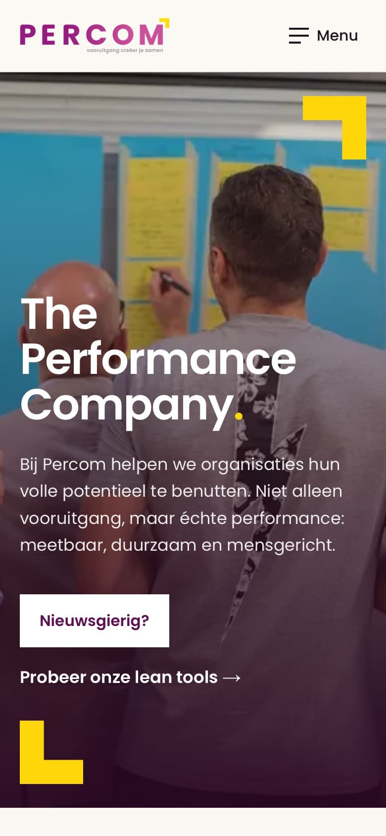 The Percom homepage on a phone